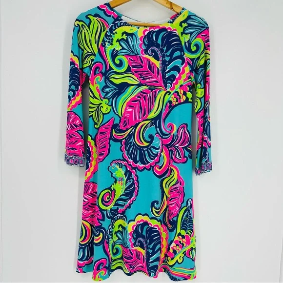 Lilly Pulitzer Bellavista Swing Dress in Sea Blue Private Island Engineered XS - Picture 3 of 10